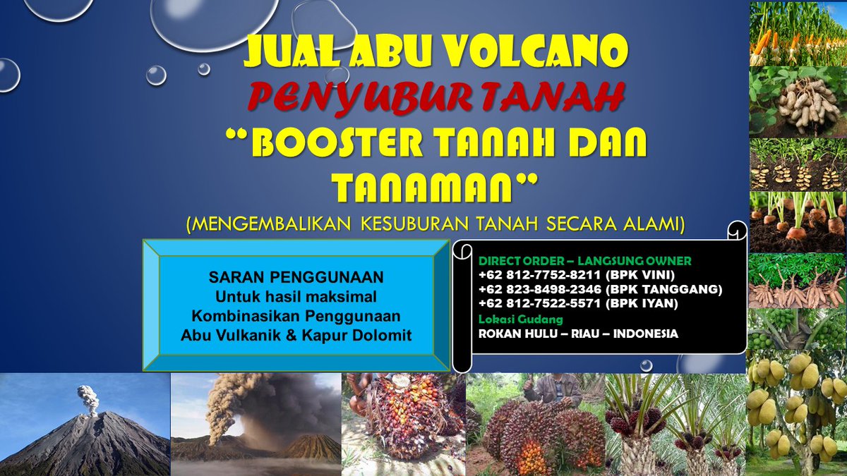 0812-7752-8211 Pusat Produksi Pupuk Sawit Abu Vulcanik (Pembenah Tanah ORIGINAL) di Rokan Hulu Riau  pembenah-tanahoriginal.blogspot.com 
#rohul, #rokanhulu, #riau, #pupuksawit, #pembenahtanah, #pembenahtanahsawit, #jualabuvulkanik, #abuvolcano, #abuvulkanik, #rabuk, #pupuk,  #pupukorganik