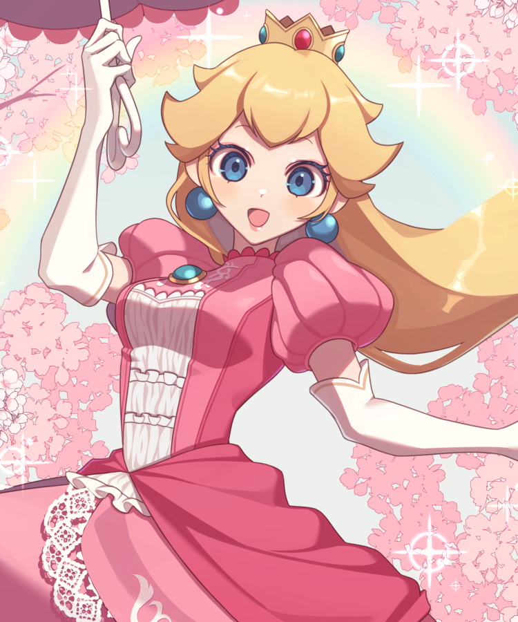 顔アップ🍑ピーチ姫の上B後のパラソル広げてふんわり降下してる姿が