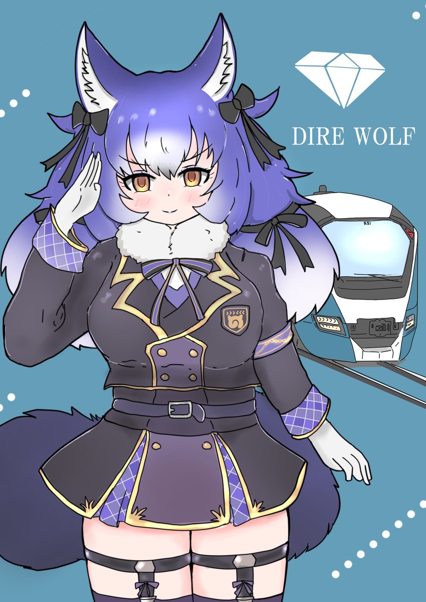 1girl wolf ears animal ears wolf tail gloves tail skirt  illustration images