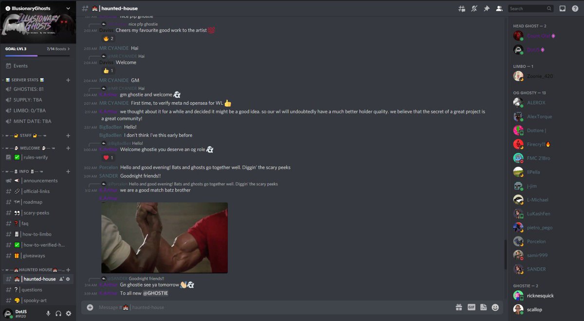 IllusGhosts's tweet photo. We are growing Ghosties! 👻

Be patient if you don't see huge numbers. As you know, for us Community comes first, so we don't want to impress you with fake numbers or some kind of magic tricks. 

You’re still early for your OG Role. Big news coming once we this OG phase ends…👀 https://t.co/TYsqBcQHan