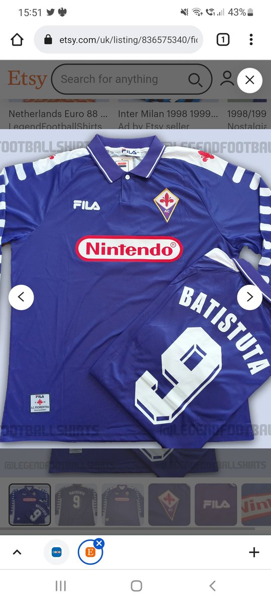 NickWhiteman's tweet photo. Possibly the best looking shirt of all? @acffiorentina @GBatistutaOK https://t.co/qcHrSlOFnV