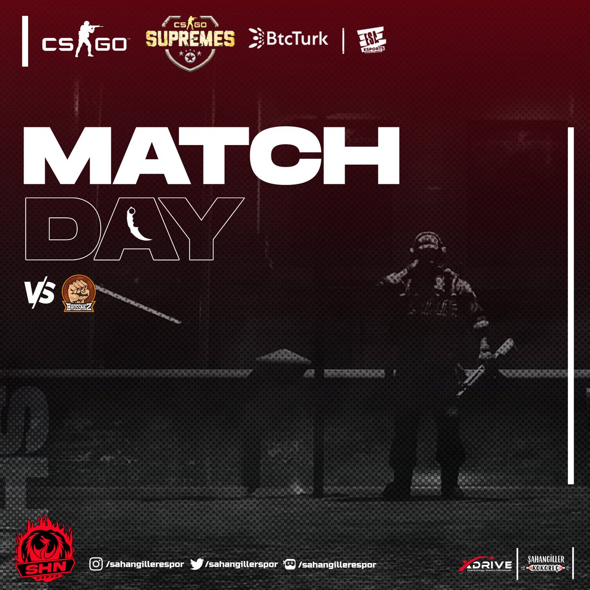 MATCHDAY 👾

CS:GO takımımızın BtcTurk x ESA Supremes heyecanı devam ediyor! 🏆

Haydi Ejderler 🐉🔥

🆚: <a href="/brosskiez/">Brosskiez</a>
📍: BO3
🕙: 21.30
📺: twitch.tv/esaesportstv

#SHNWIN | #SHNFLY | #BtcTurkESASupremes