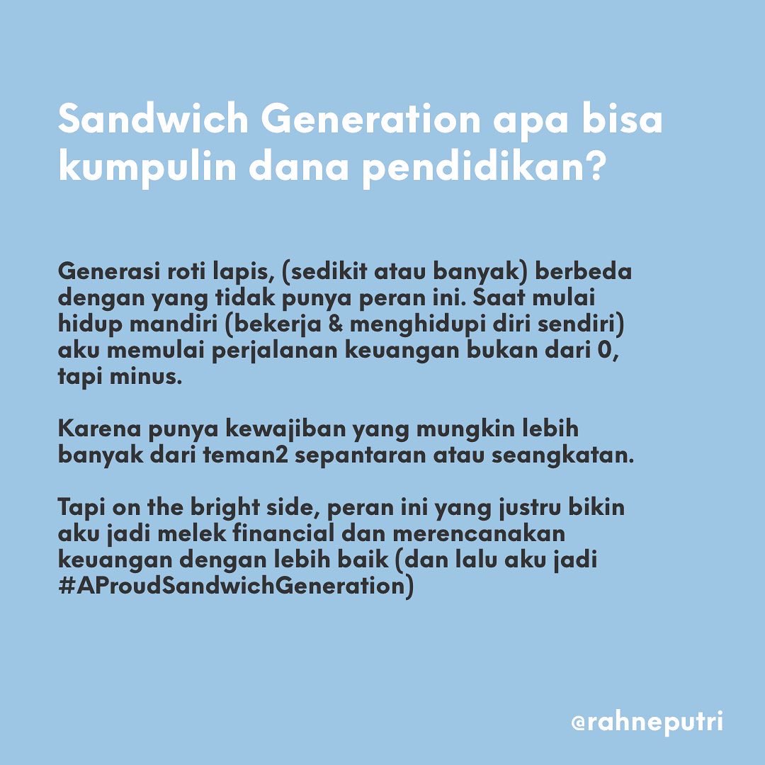 rahneputri's tweet photo. Apa Sandwich Generation bisa kumpulin dana pendidikan?

Alhamdulillah saya dicukupkan, gimana saya memulainya? sedikit cerita ya ... https://t.co/8nu1b2BuUI