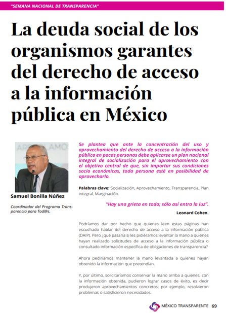 transparatodos's tweet photo. La deuda social de los organismos garantes del derecho de acceso a la información pública en México. (Pág. 69).
https://t.co/12A9qLmvsk
#SubirDeNivelSocializaciónDAIP
#PlanIntegralDAIP
@abogada_r @caratransparenc @JoseAlfredoBelt @rosa_isela18 @GildaSegovia4 @Ydlan https://t.co/MSGWOGh1gM