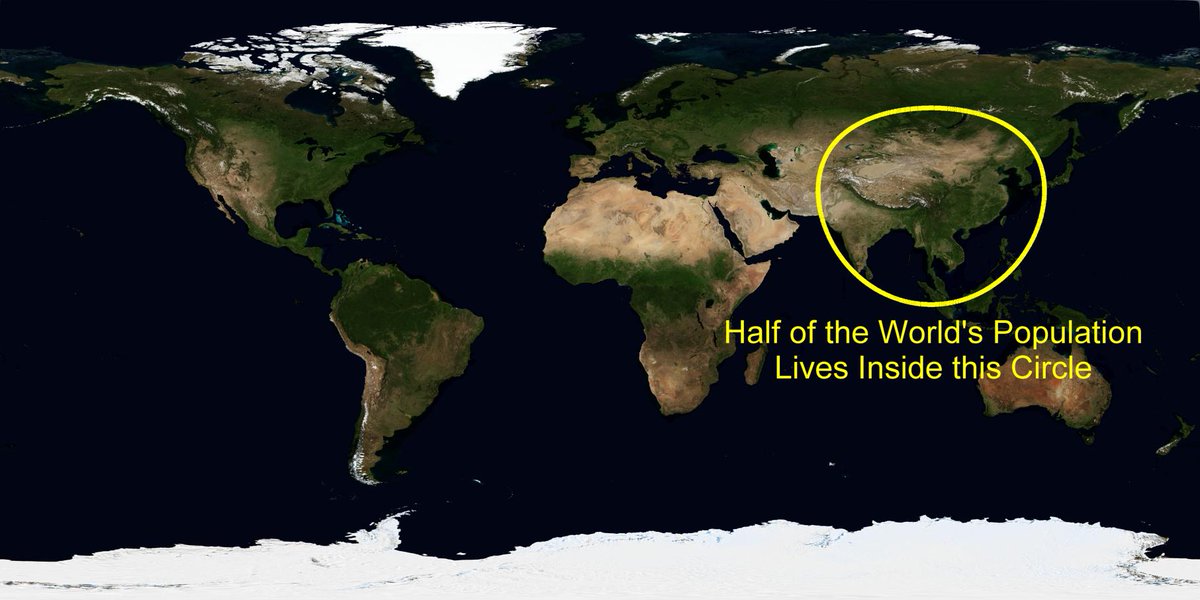 RARohde's tweet photo. Half of the population of the world lives inside this circle. https://t.co/1Iv19YfjCE