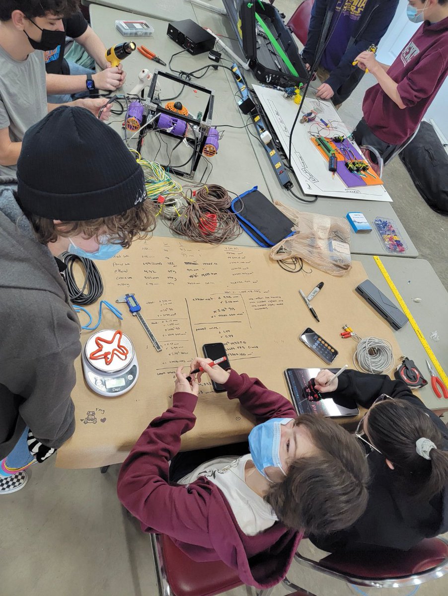 matecenter's tweet photo. How do you spend your Saturday mornings? #RMateys spend theirs wiring the #ROV, calculating volume, building a control box, and building the vertical profiling float. 

#MATEROV #robotics #WeAreDBE #EXCELnation #watergame @KCS_DBEXCEL @MATE_DBEXCEL @AppHighlands https://t.co/IFOcXNMP3g