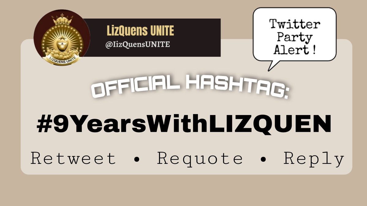 LizQuensUNITE_'s tweet photo. TWITTER PARTY STARTS NOW!

Please use our OFFICIAL HASHTAG!

#9YearsWithLIZQUEN
@lizasoberano @itsenriquegil 

KINDLY SPREAD THE WORD! ❤️ https://t.co/HcB5Kojwsu