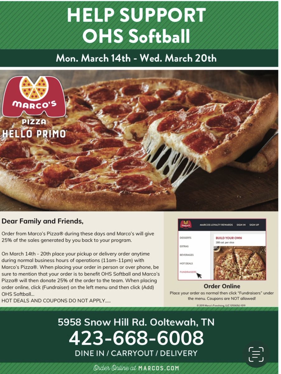 Help support the Lady Owls this week at Marcos!!!!