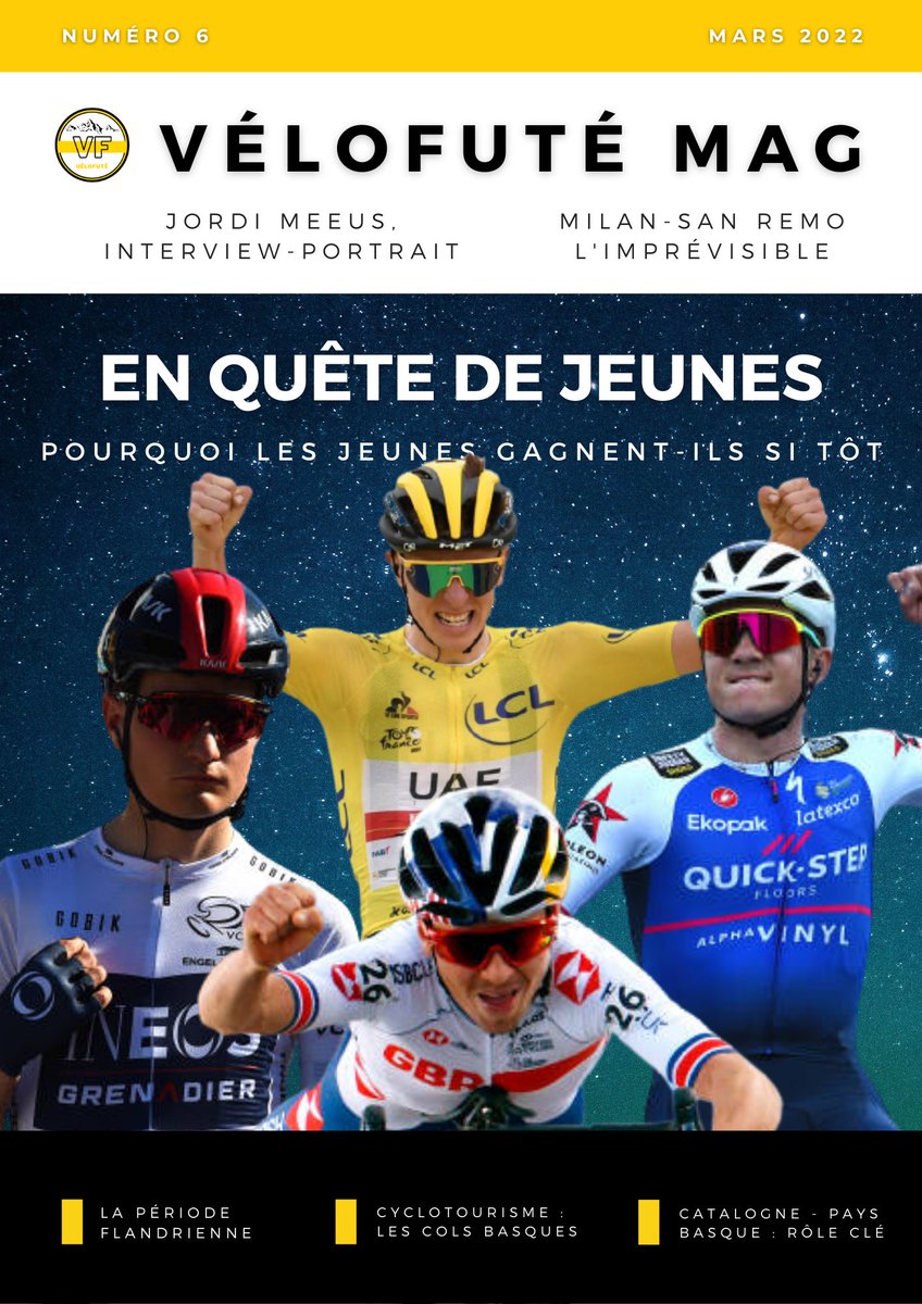 VeloFute's tweet photo. 🚨 Vélofuté Magazine n°6 📰: Pourquoi les jeunes gagnent t-ils si tôt ? 🤔
Voici le 6e numéro de notre magazine cyclisme avec comme sujet majeur, une enquête sur les jeunes 🔎
RT appréciés 🙏😊
👉 https://t.co/vMOC2X3Bhx https://t.co/vXSfYHXnMQ