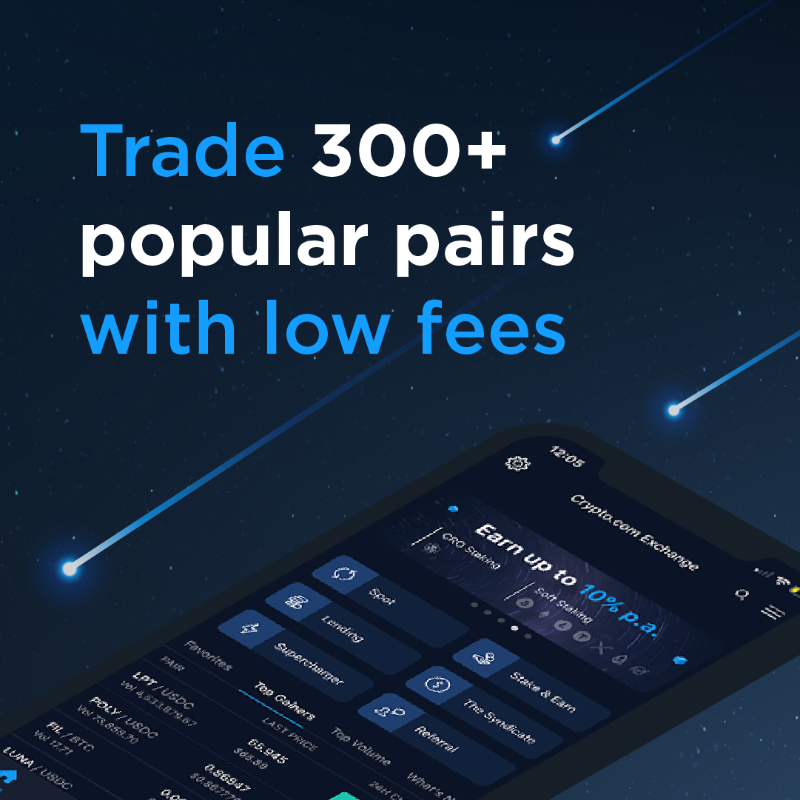 cryptocom's tweet photo. Trade 300+ pairs with low fees across the Spot, Margin, and Derivatives markets on the world's fastest and most secure crypto exchange🏎