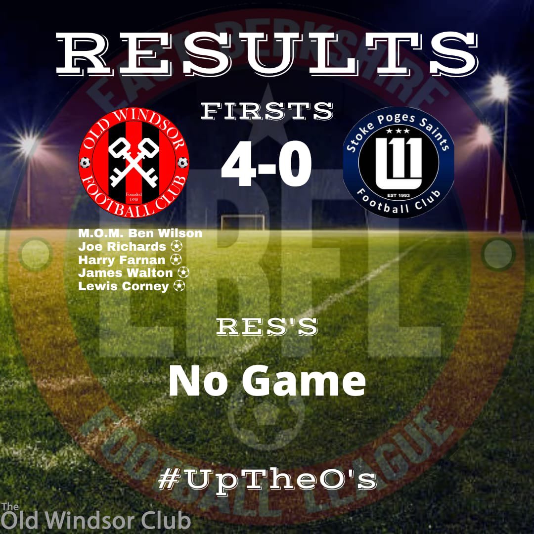 OldWindsorFC's tweet photo. @OldWindsorFC 4-0 @StokePogesFC as we progress to the @EastBerkshireFL league cup semi final. 
@JoeRich83074766 ⚽️
@harryfarnan2 ⚽️
@lewiscorney1 ⚽️
@J_Walton8 ⚽️
MOM @BenWilson2612 https://t.co/8e4V6ZHEYp