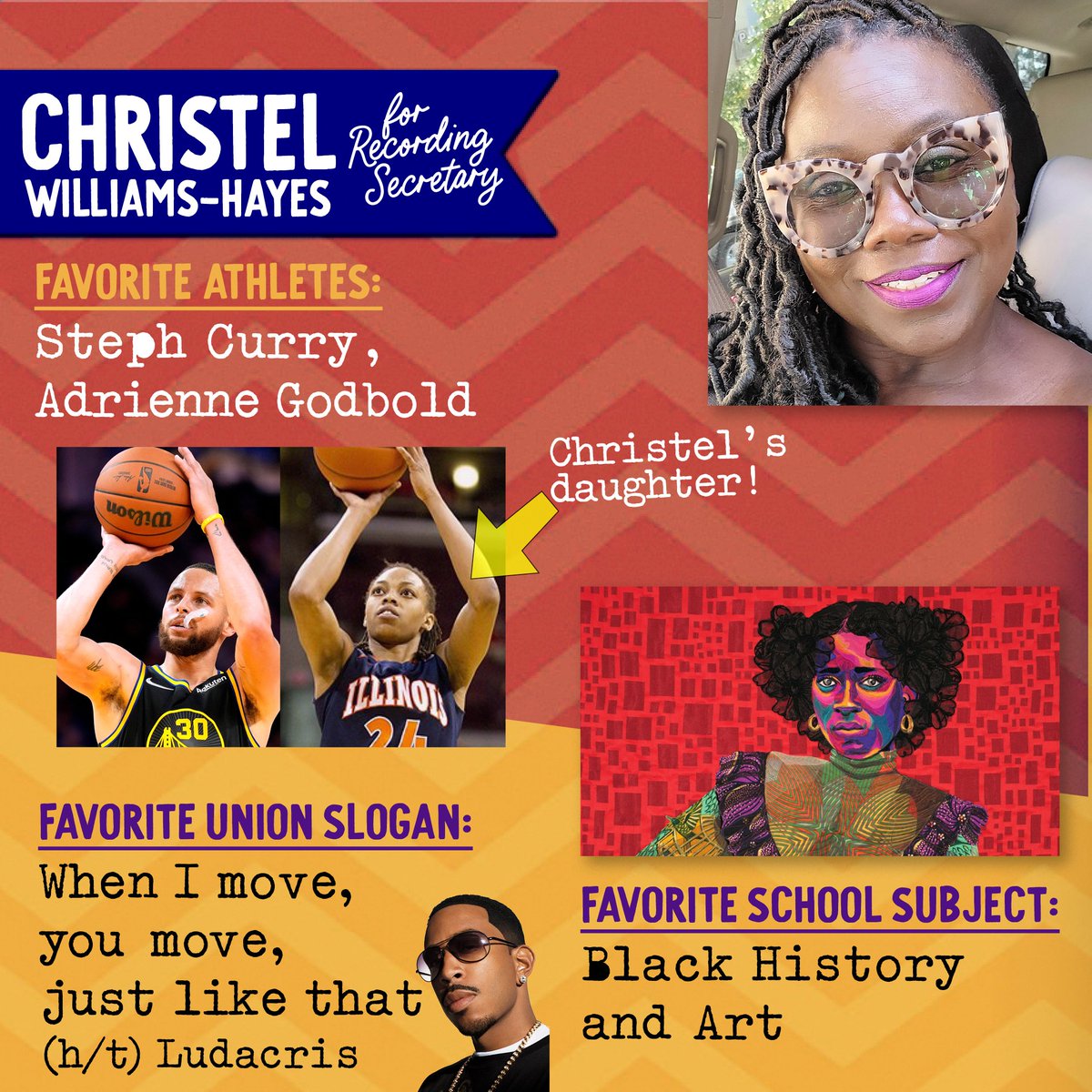 coreteachers's tweet photo. Meet your #COREClassOf2022 Recording Secretary Christel Williams-Hayes all over again. #PSRPpower @christel_min https://t.co/zFFHfVhBe2