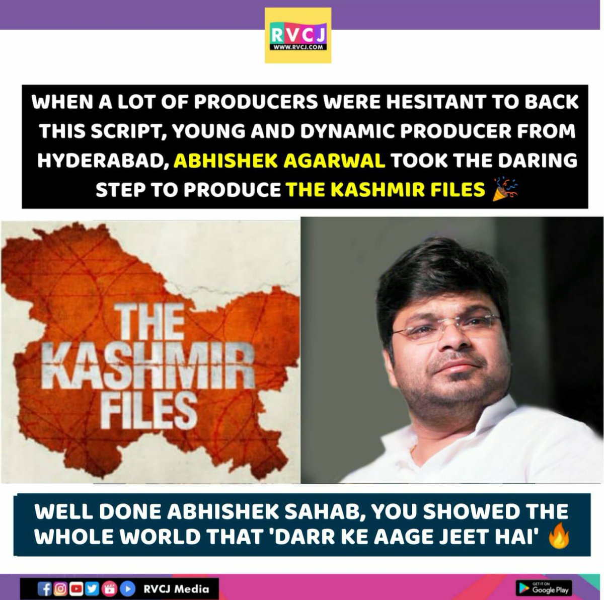 RVCJ_FB's tweet photo. Bravo @AbhishekOfficl for going ahead with the movie 👏
#TheKashmirFiles https://t.co/6UyqHRAtrt