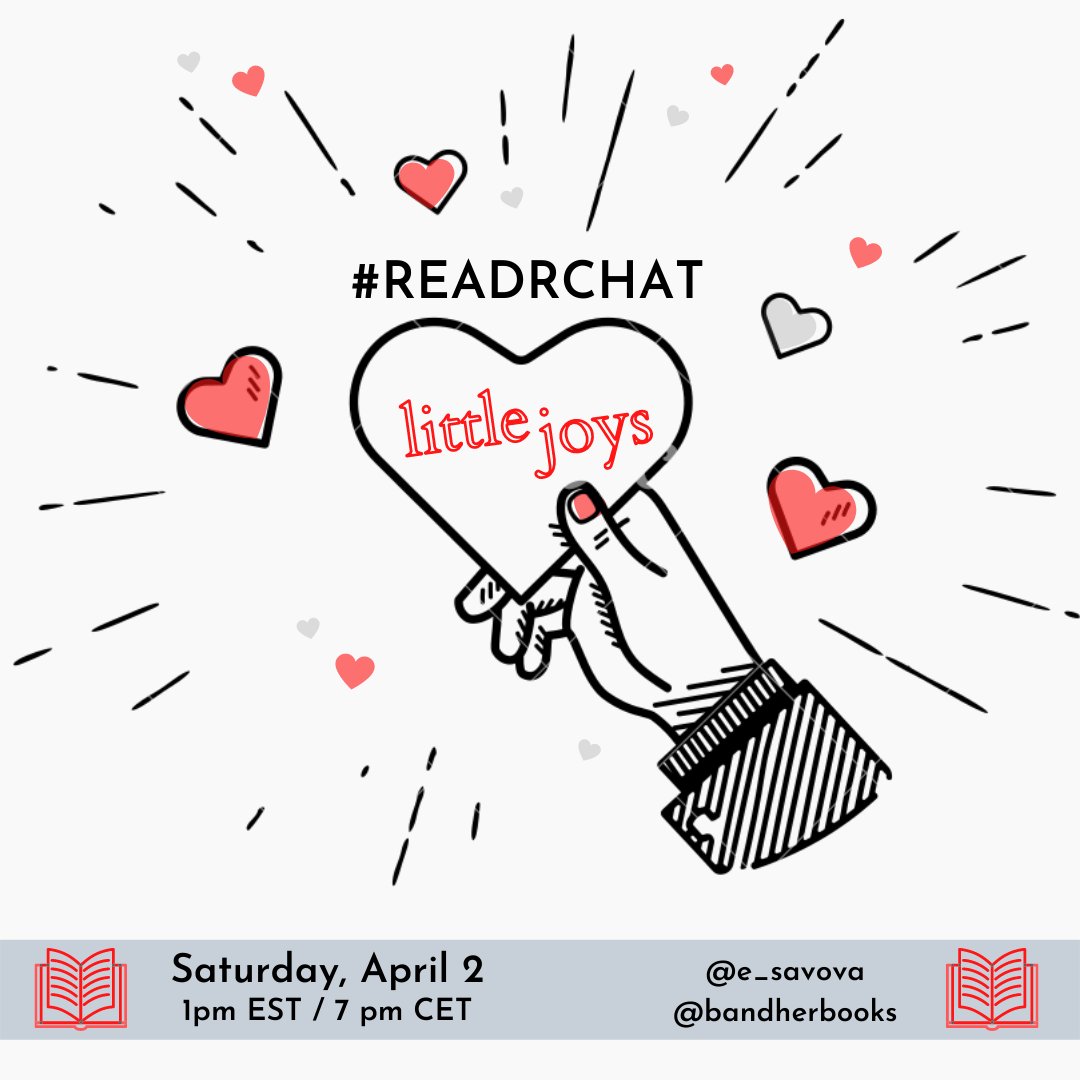 Readrchat will be back next month! Join <a href="/bandherbooks/">b.andherbooks 🕯🔮🕯 📚</a> and @e_savova on 2 April for a fun chat on Little Joys that romance books bring us.