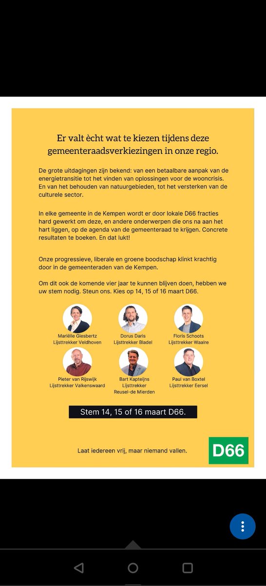 De progressieve, liberale en groene boodschap van D66 klinkt krachtig door in de gemeenten in de Kempen. Met jouw stem lukt dat ook de komende vier jaar. Beter dan ooit! #stemd66 #Waalre #d66waalre #TeamD66 <a href="/D66DeKempen/">D66 De Kempen</a> #GR2022