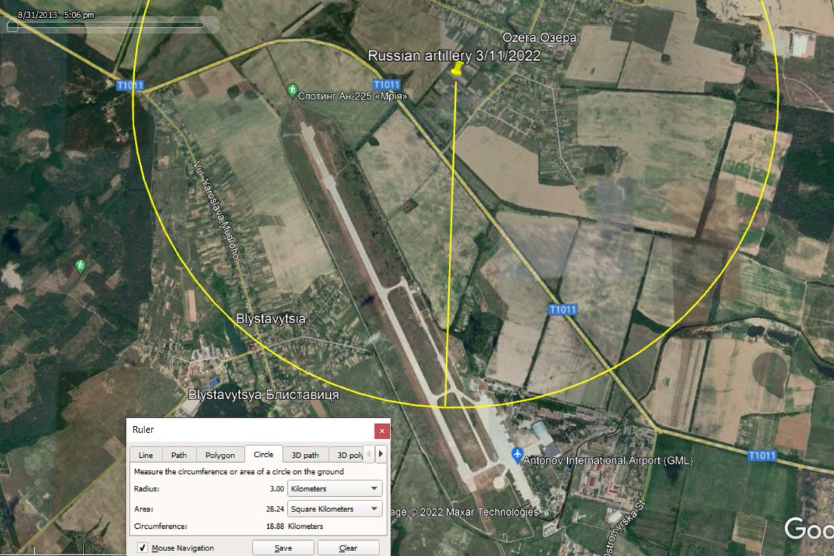 WarrenPlatts's tweet image. Russian artillery knocking on the back door of Anotov Airport outside of Kyiv.
