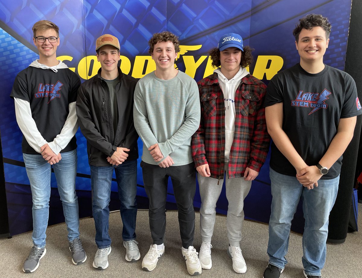 It is a great day to be a Blue Streak! 5 students received a scholarship at the <a href="/goodyear/">Goodyear</a> STEM Career Day. Ryan Moorhead, Cole Deluca, Cole Rhodes, Andrew Dusman and Aaron Hess. #LakeSTEM