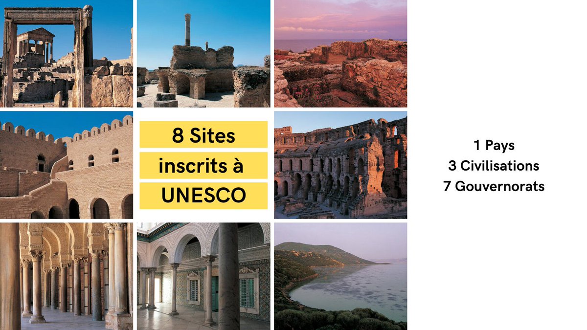 edu_cart's tweet photo. Saviez-vous que 7 sites culturels et 1 site naturel tunisiens sont inscrits sur la liste du patrimoine mondial de l'#UNESCO? 🏦 Lesquels vous avez déjà visité? 
©️ Tunisia - UNESCO World Heritage Convention #unescoworldheritagesite #Tunisie #culture #History https://t.co/2DHEOZbCh8