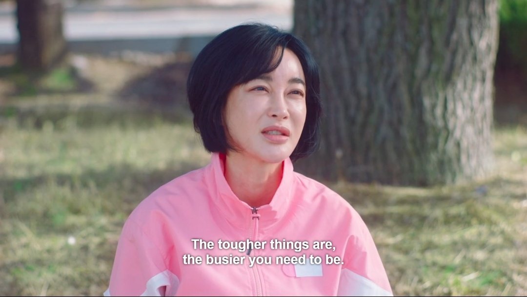 lifewithoppas's tweet photo. coach chanmi giving us  valuable lessons in life since day one 💯❤️ she's like a mom to na heedo 🤧

"the tougher things are, the busier you need to be"
"you need to laugh in order to forget more quickly"
"and you need to forget in order to survive."
#TwentyFiveTwentyOneEp9 https://t.co/xAVC1HcHJn