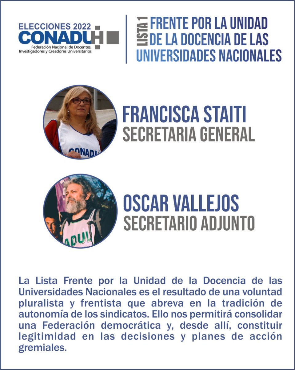en las elecciones de la CONADU HISTÓRICA, acompañanos con tu voto