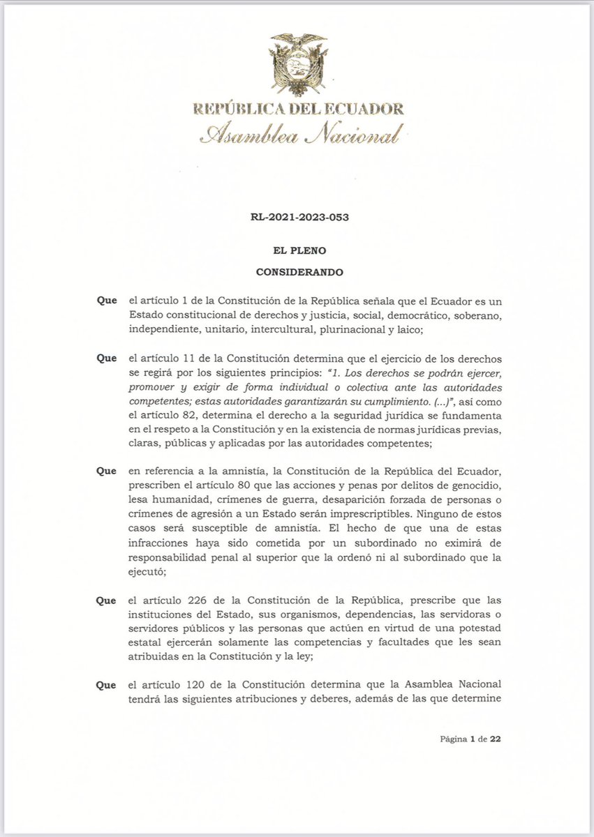 cesbedon's tweet photo. Resolución @AsambleaEcuador reconoce derechos, es legal y cumplió procedimiento Reglamento Amnistías, fue aprobada en plazo legal.
La acción de protección NO es mecanismo idóneo, pues no es elemento de desconocimiento derechos o peor regresiva.
Tampoco cabe inconstitucionalidad. https://t.co/vGEaYXqgJD