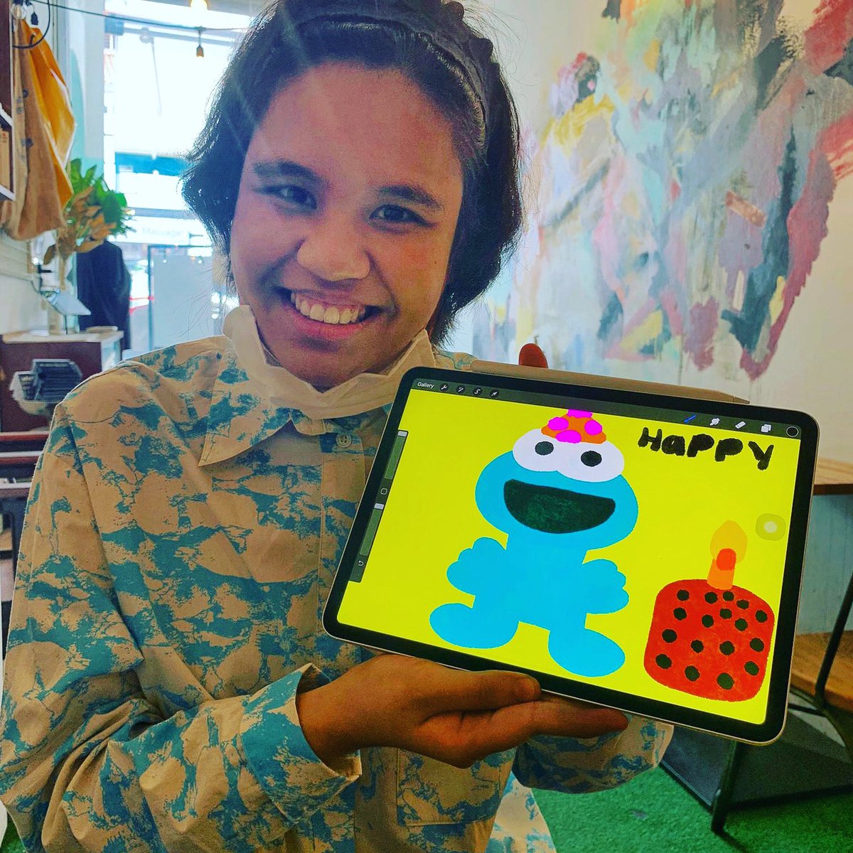 Daily Doodles - Aisha created her own birthday card… #artistwithautism #AutismAwareness #birthday #doodles #art #nft