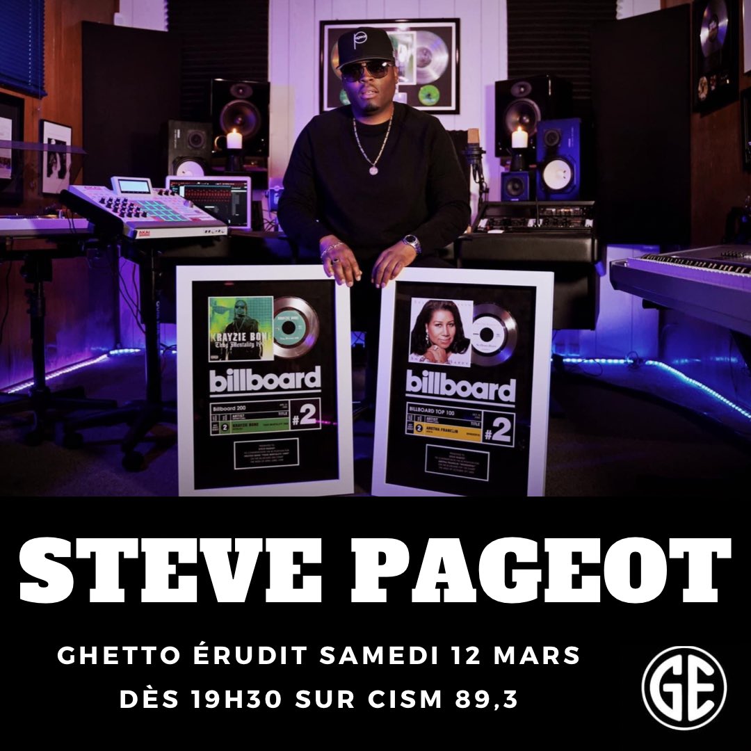 Gagnant d’un Grammy pour son travail sur la chanson « Wonderful » d’Aretha Franklin, des collaborations avec Krayzie Bone, Snoop ou encore Talib Kweli. 

<a href="/StevePageot/">Steve Pageot</a> a toute une histoire et il en partagera une partie avec nous ce soir à <a href="/ghettoerudit/">Ghetto Érudit</a> 📻 🔥