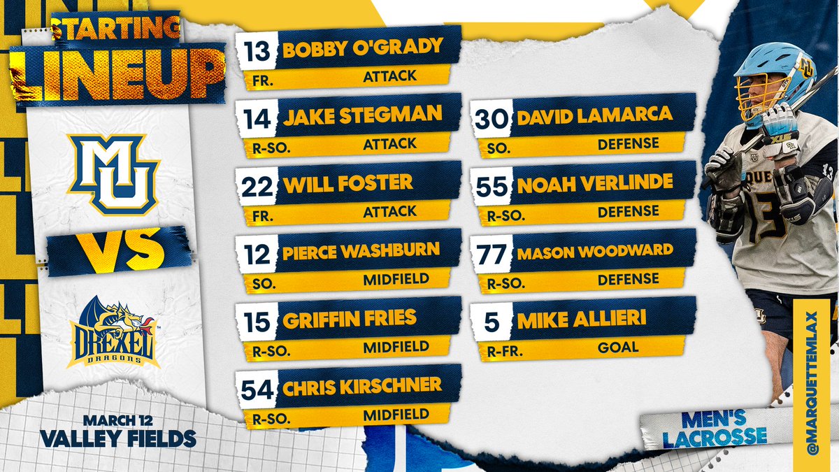 MarquetteMLax's tweet photo. Your starters for today's contest! 

📺: https://t.co/1P9iZPcALz

#WeAreMarquette https://t.co/boRPvUIwcg