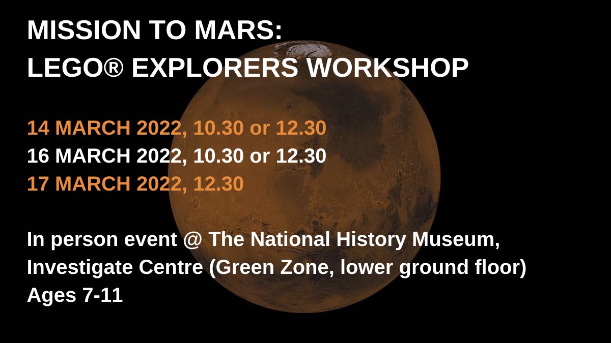 ESERO_UK's tweet photo. What do you get if you cross Lego and Mars? An unmissable workshop by the wonderful Natural History Museum during #MarsWeek22! 

Design, create, code &amp; test a Martian rover using LEGO® Education WeDo 2.0 robotics sets. @NHM_London. Dates available here👉 https://t.co/J4k01iKsNe https://t.co/k1vOxi4Dzl