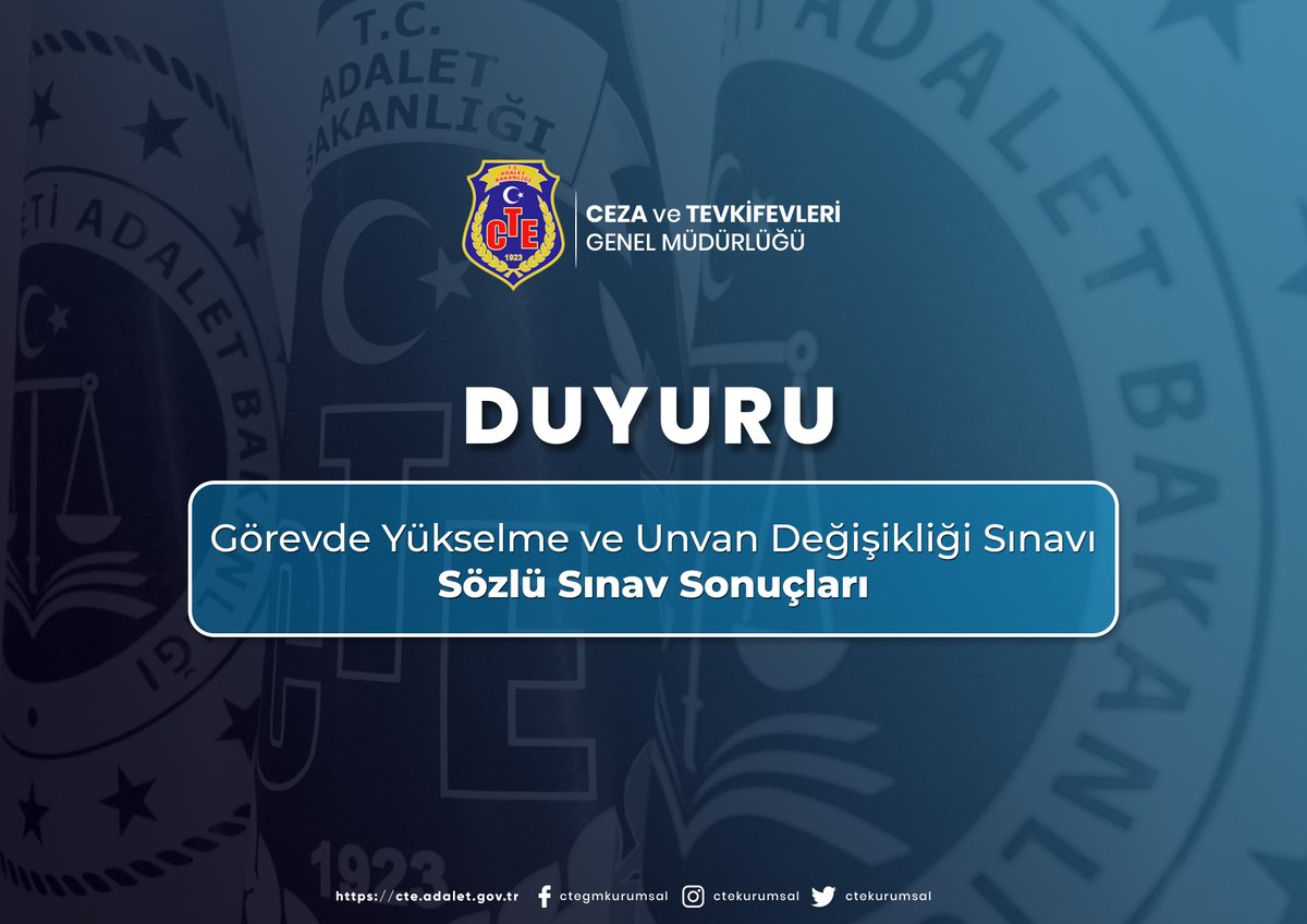 ctekurumsal's tweet photo. Görevde Yükselme ve Unvan Değişikliği Sınavı Sözlü Sınav Sonuçlarına İlişkin Duyuru

Sonuçlar için;
https://t.co/bqRyPGwsA1 https://t.co/A9mzRnLei9