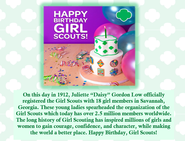 OsideGirlScouts's tweet photo. Happy #Birthday #GirlScouts #GirlScoutDay https://t.co/NyGcU5I8iR