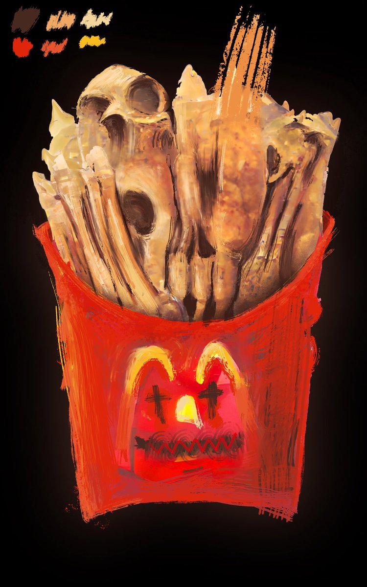 Work in progress (97.69%)
Digital painting of junk food