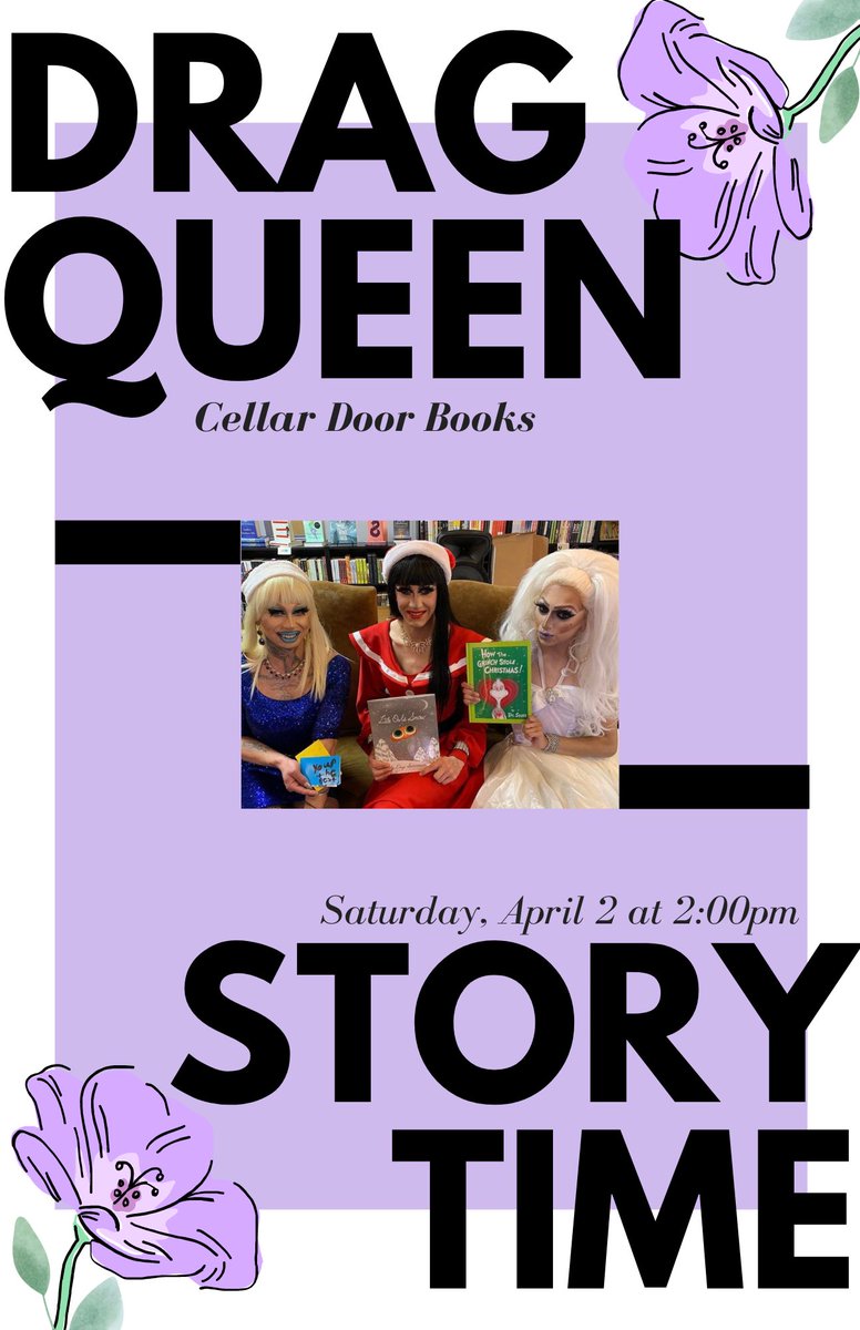 cellardoor_12's tweet photo. It’s official and we’re doing it. DRAG QUEEN STORY TIME IS BACK! Saturday, April 2nd at 2pm. We’ve missed our queens so much! Tickets are a donation, one ticket per family, and you can sign up here: https://t.co/9AQP9ZDL8O https://t.co/nESplgX4V7
