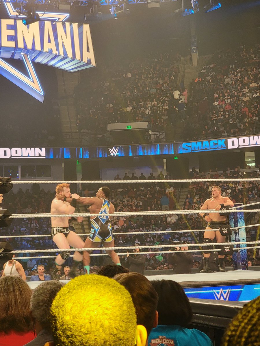___J_MAC___'s tweet photo. @WWEBigE 
You scared us last night when you wouldn't get back up. But while being stretcher out, we saw you give us a thumbs up. You are in our prayers and thank you for the sacrifices you make to entertain the world. Get better! #prayers4BigE https://t.co/t61T70r4q4