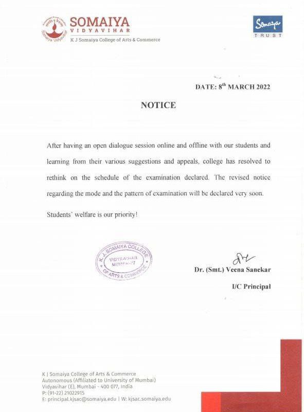 uncensoredlive's tweet photo. We would like to thank Wilson College, HR College, Somaiya College, Patkar College, Nagindas Khandwala College, Bhavans College, Jai Hind College, NL College, RA Poddar College for accepting our demands to conduct Online Exams instead of offline exams. https://t.co/FQlXDYW0gR