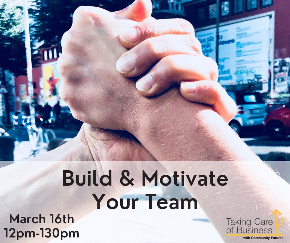 Comm_FuturesAC's tweet image. John is back by popular demand to help you Build &amp;amp; Motivate Your Team. Explore and understand the stages of teams, determine where your team is now and how to move your team to the next level!
Save your seat: takingcareofbusiness.biz
#CFisTakingCareOfBusiness #CommunityFuturesBC