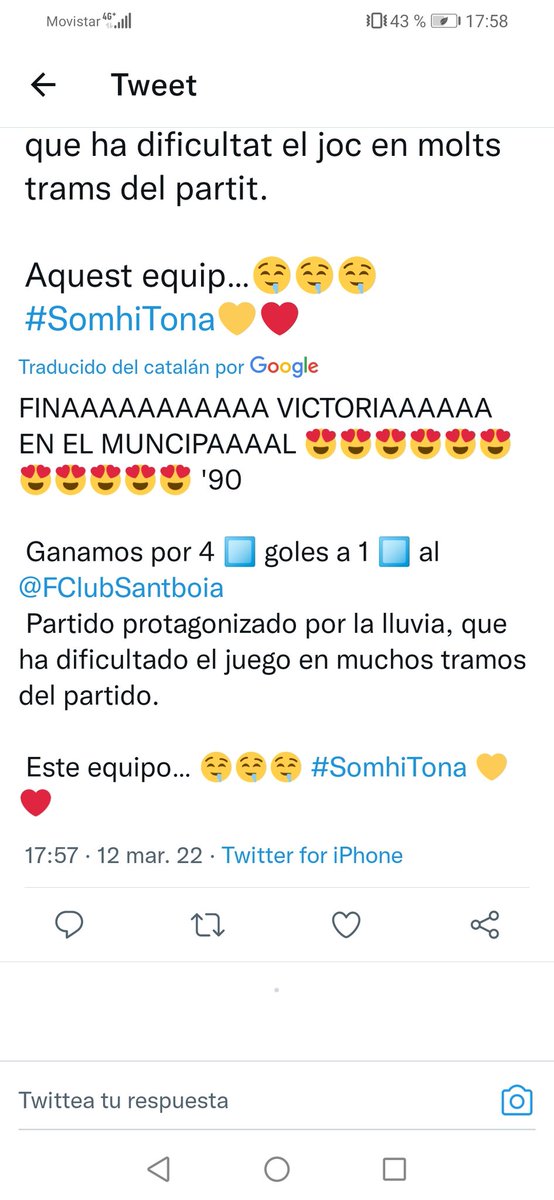 Totalfield1's tweet photo. Comenzamos el finde semana con la victoria del @FundacioUETona de nuestro jugador uruguayo @SGimenez1997. El líder de la categoria sigue intratable y a falta de 6 jornadas tiene muy cerca el objetivo del ascenso a 3RFEF. Partidazo del equipo pese a la lluvia. Enhorabuena +3P https://t.co/b06mC0TAl6