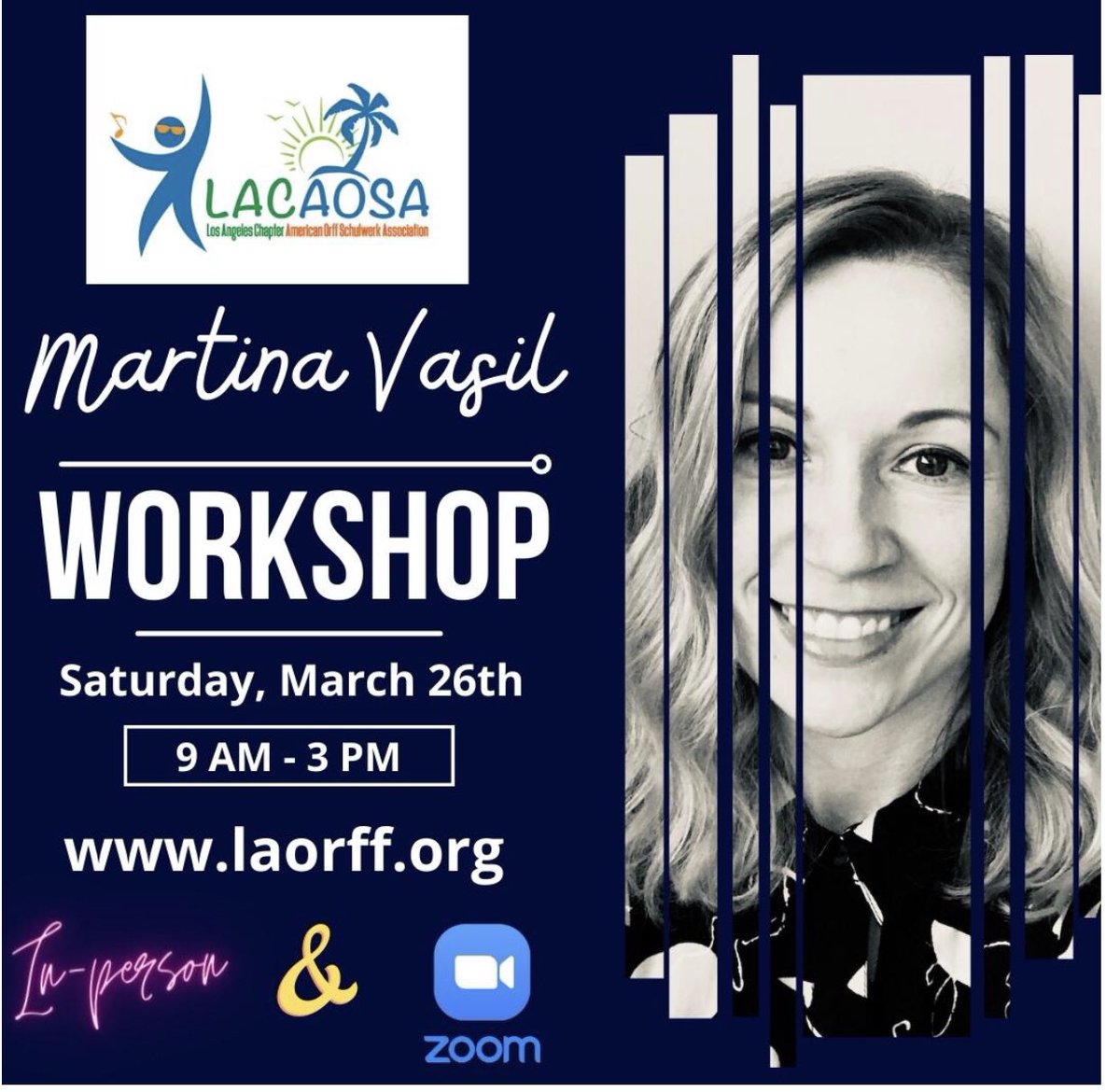Join us 3/26/22 ~live~ and on Zoom with the amazing Dr. Martina Vasil!🎶🎵🎹💃🏽

Click here to register:
laorff.org/2021-2022-work…

#music #musiceducation #musician #musiceducationmajor #musicteachersoftwitter
#musicteachersrock #professionaldevelopment #pd #orff #orffschulwerk