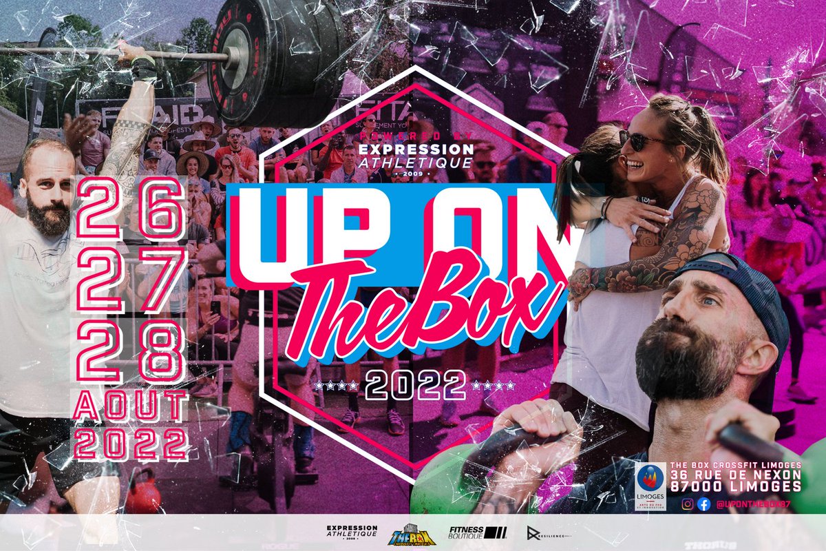 ExpressionAthlt's tweet image. Pour fêter notre partenariat avec Les Up On The Box, competition de CrossFit qui aura lieu les 26,27 et 28 Aout 2022, nous vous préparons un petit jeux qui devrait plaire à grand nombre d&apos;entre vous.🔥 On vous donne rendez-vous Lundi pour plus d&apos;explications 🤜