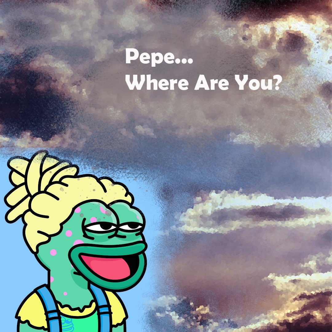 flying_factory's tweet photo. #findpepe Pepe…where are you? Has anyone seen Pepe? @pepeuniversenft @R0mperZ #NFTCommunity #NFTartists https://t.co/Z1Rc2KsBkV
