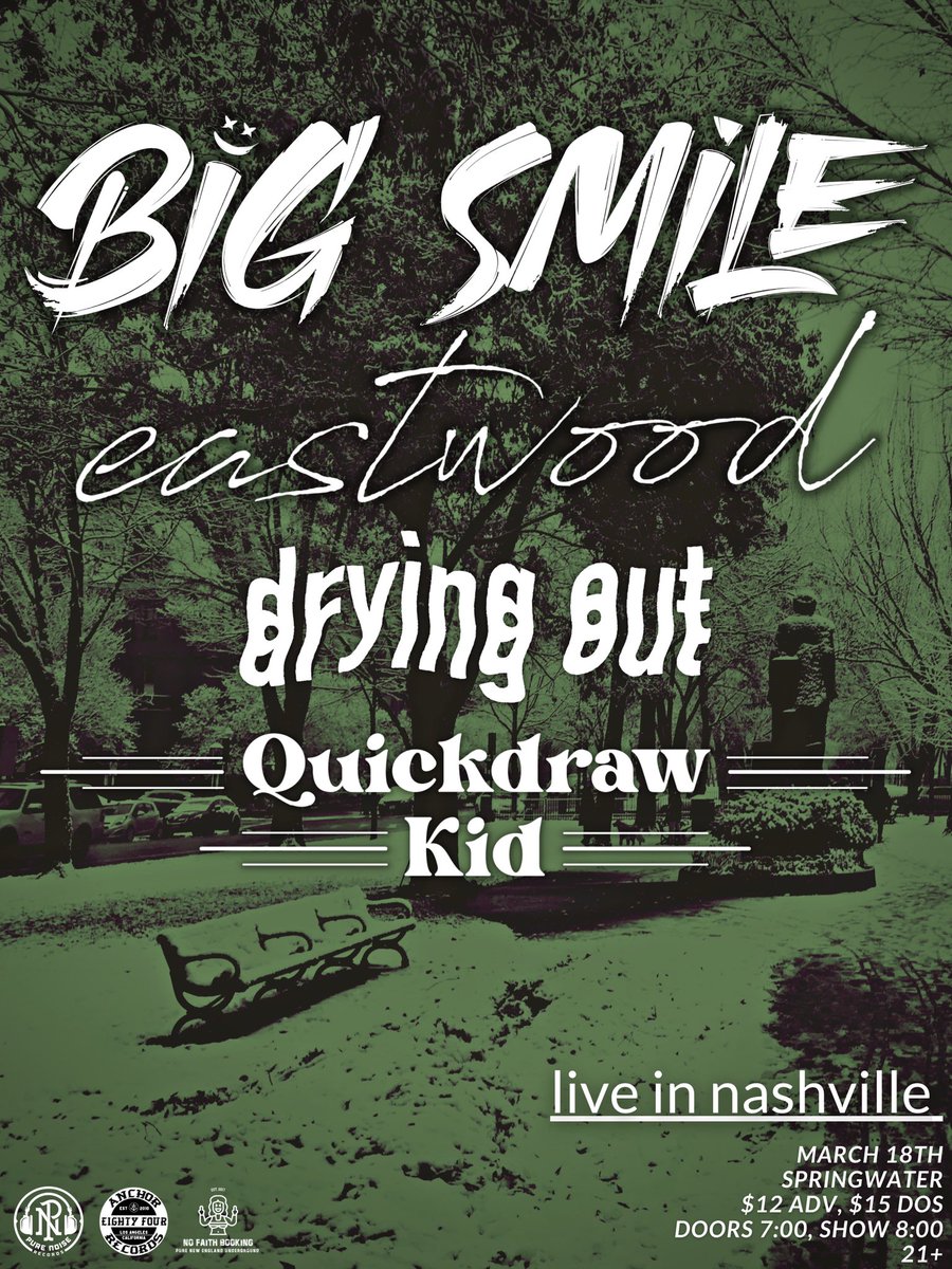 NoFaithBooking's tweet photo. @eastwoodky and @bigsmile_oh are hitting the road with @dryingoutky in less than a week! Posters for each show are below!

Local support for each show provided by: @qkband @GuardrailSucks Sidestep, Sign Language, and MZMR https://t.co/jBxl0GdKwG