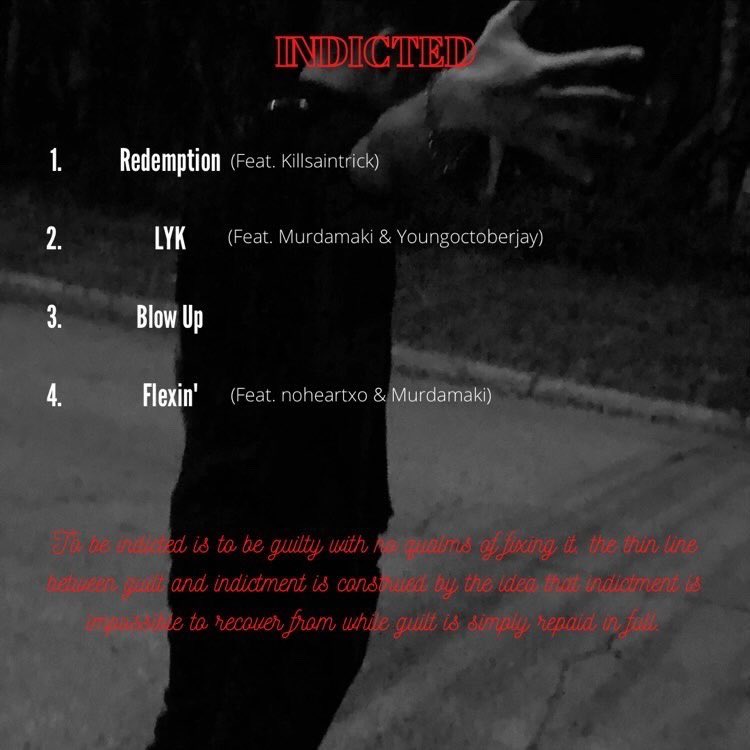 OnlyUpEnt's tweet image. Our Artist “39kira” is Dropping his 2nd Ep called “indicted” it’s a emotional masterpiece giving you a glimpse of his guilt and grief that he deals with everyday. Releasing all Platforms April 23rd.