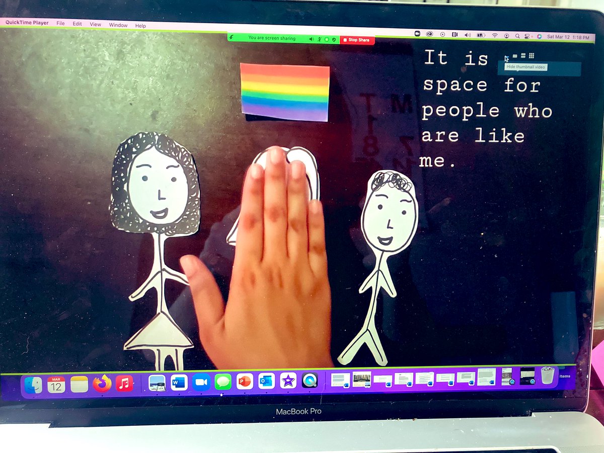 CM_Burkholder's tweet photo. Spending my Saturday on #zoom with the wonderful Alicia Noriega: making #zines & #cellphilms about #queer campus spaces in #TrinidadandTobago & #NewBrunswick. ❤️ https://t.co/7JEe6grjJp