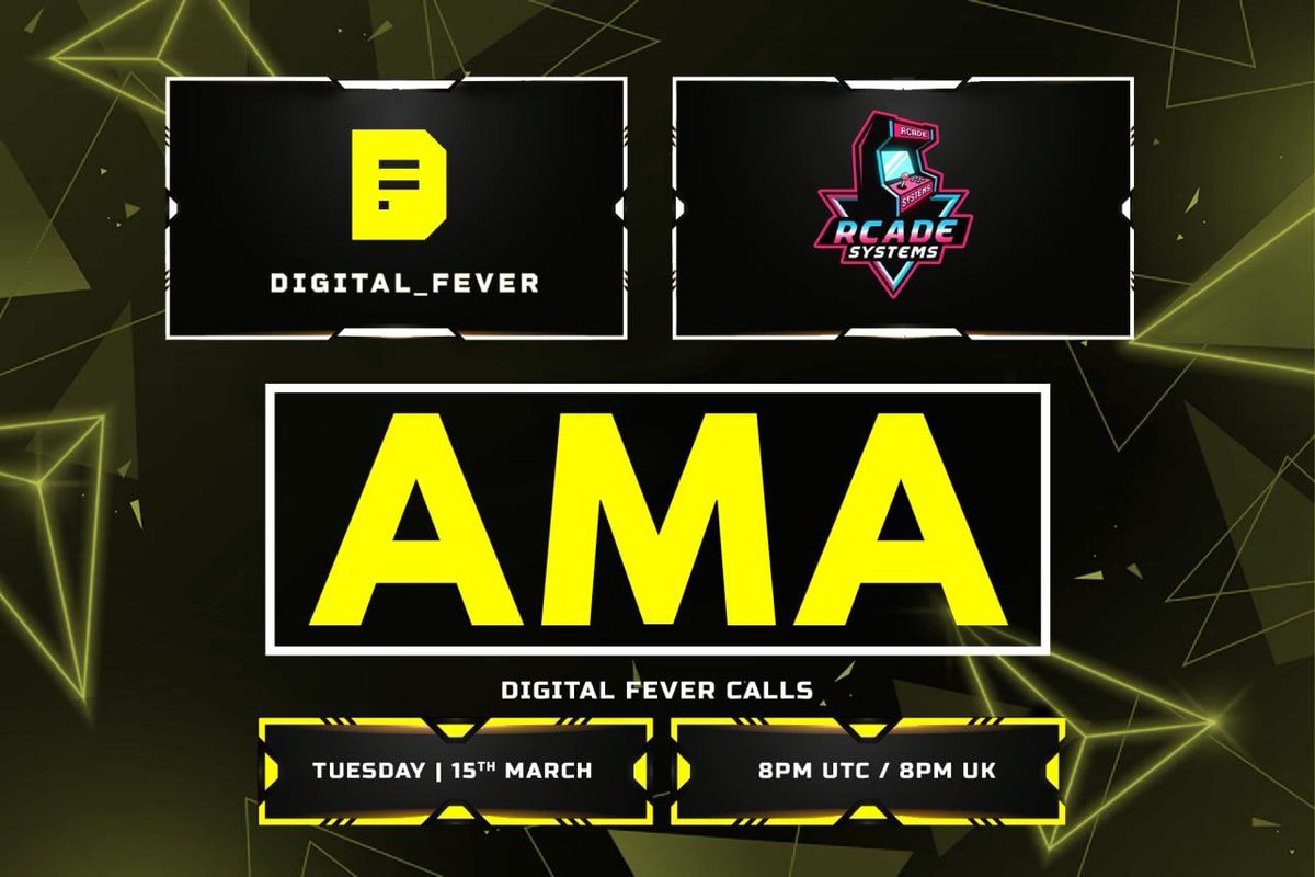 rcadesystems's tweet photo. 🚨 DIGITAL FEVER - RCade 🚨

AMA on Tuesday 15/03 with @rcadegg at 8pm UK / 8pm UTC
@DigitalFever_io 
https://t.co/Sq6L8TgF2s https://t.co/T9hb7OoSoL