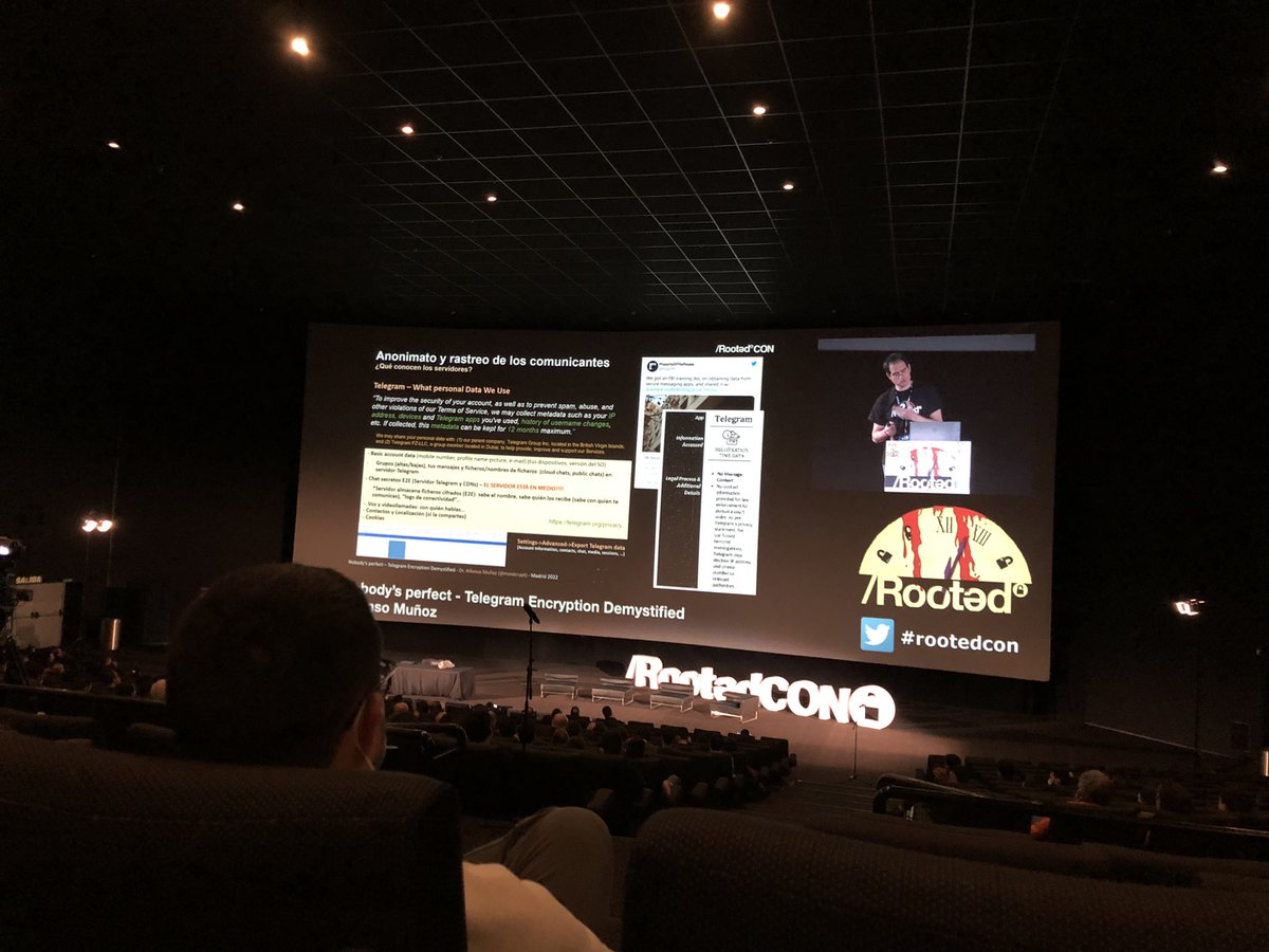 ESFERARED's tweet photo. @mindcrypt en @rootedcon #Telegram Encryption Demystified #Rootedcon2022 https://t.co/TSGzfb5vtT