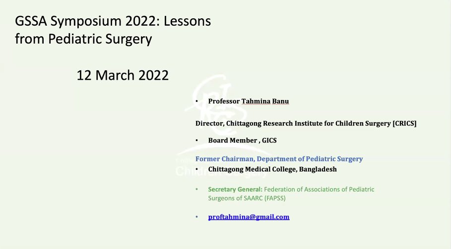 UCSFglobalsurg's tweet photo. Joining us from Bangladesh, our next keynote speaker is Dr. Tamina Banu, a pediatric surgeon who served for more than two decades as the chair of pediatric surgery at the Chittagong Medical College Hospital

#GSSAUCSFSYM2022
#GSSASymposium https://t.co/ELx1X8TibE