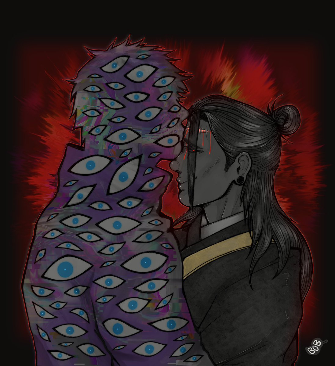 BobIsPapito's tweet photo. The inspo to this piece was ‘A Match Into Water - Pierce The Veil’

Geto and Gojo just bring me to life😫❤️

#jujutsukaisenfanart #jjk #satosugu #GojoSatoru #GetoSuguru #呪術廻戦 https://t.co/Jrzk5lnLlb