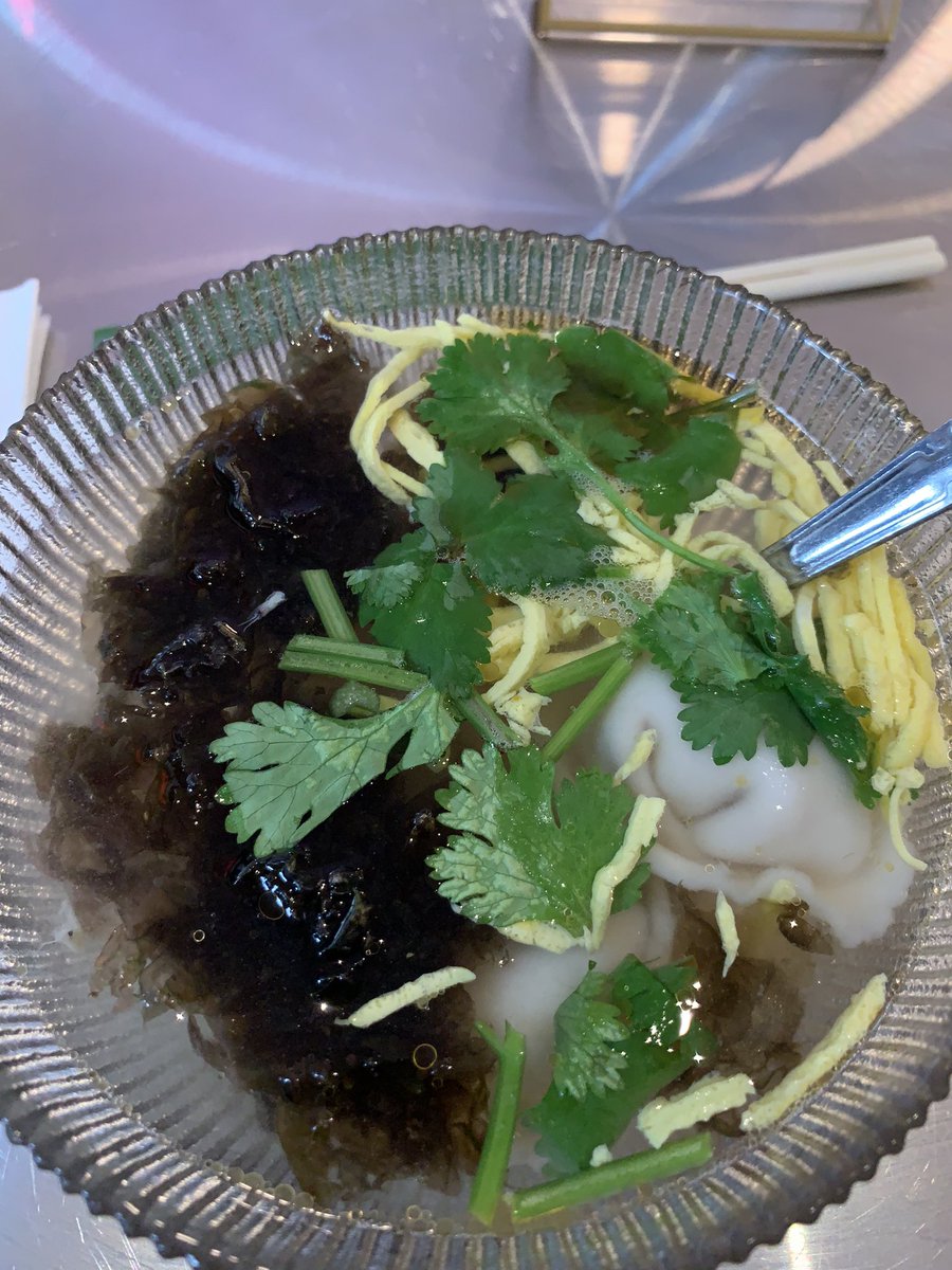 Unusual and great flavors @dumplinglab on East 9th. Ths is Crab Roe Salted Egg Yolk Wonton Soup. Also great take on Mapo Tofu. @robertsietsema @Shteyngart @jacobwe