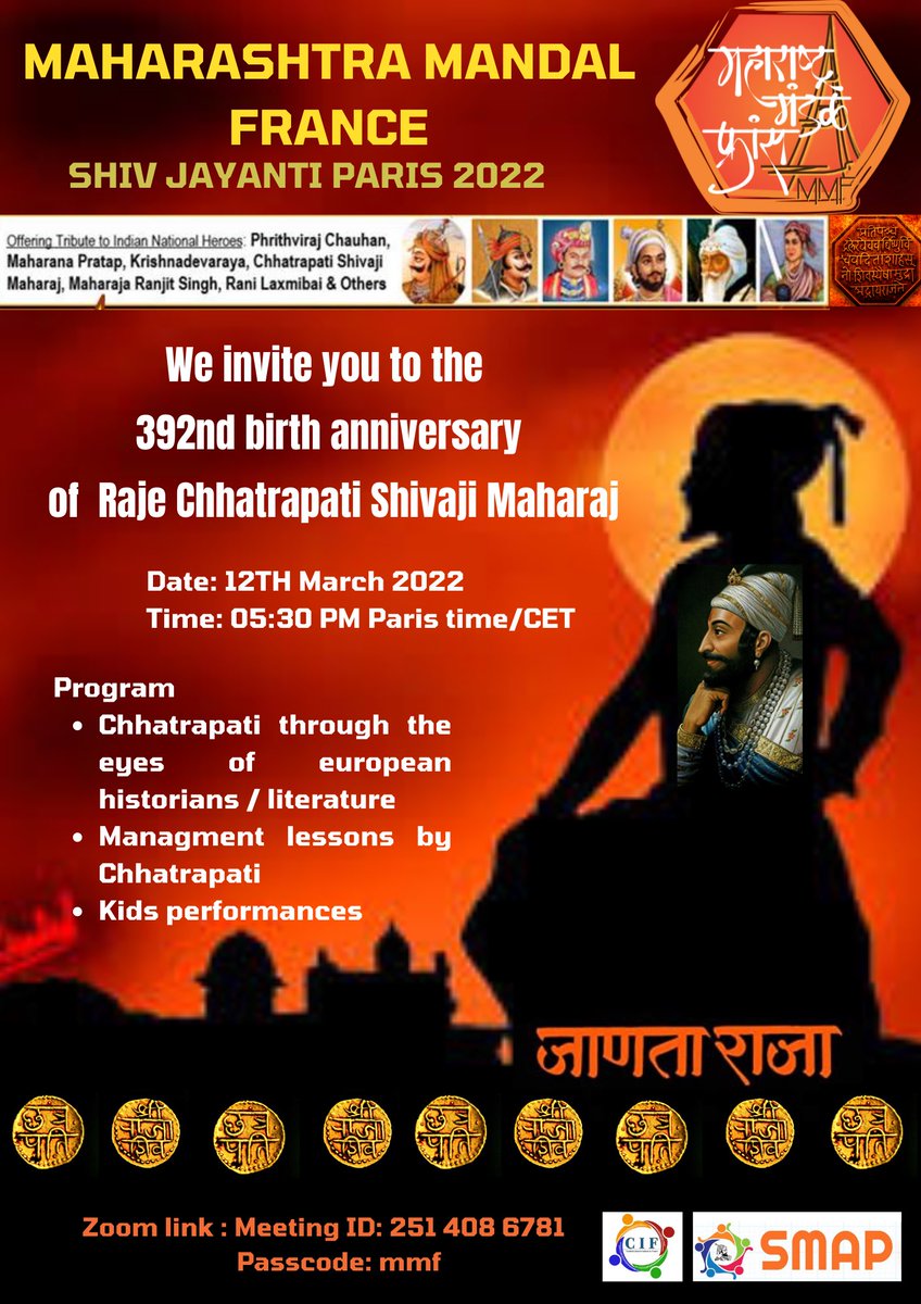 mmfrparis's tweet photo. Namaskar Mandali, 
Glimpse of our program on 392 birth anniversary of #Shivajimaharaja in participation with Shivaji Maharaj America Parishad @mmfrparis with some historical information and management lessons and beautiful performances by all https://t.co/t8ubrF8XkG