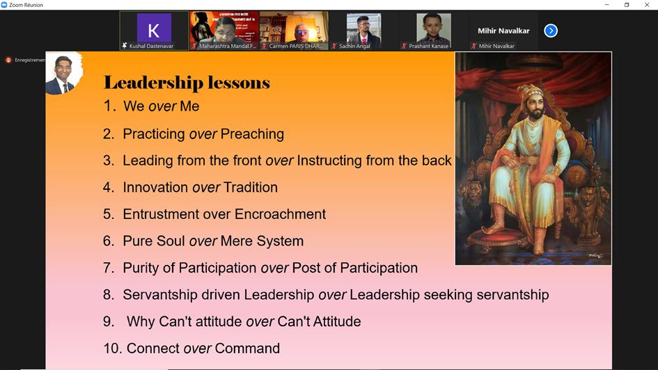 mmfrparis's tweet photo. Namaskar Mandali, 
Glimpse of our program on 392 birth anniversary of #Shivajimaharaja in participation with Shivaji Maharaj America Parishad @mmfrparis with some historical information and management lessons and beautiful performances by all https://t.co/t8ubrF8XkG